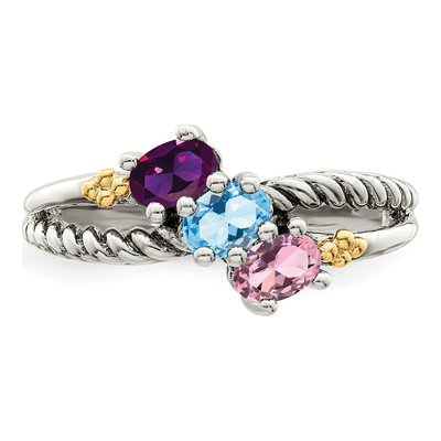 Sterling Silver & 14K Gold Mother's Ring Mounting – view 5
