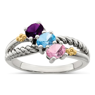 Sterling Silver & 14K Gold Mother's Ring – view 2