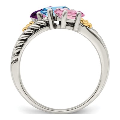 Sterling Silver & 14K Gold Mother's Ring – view 3
