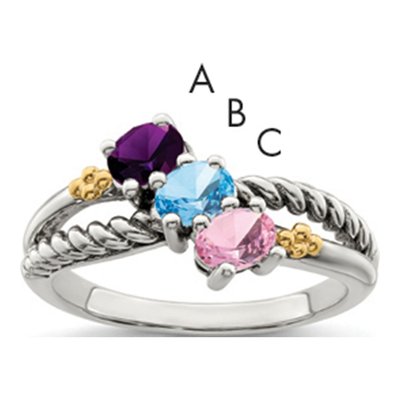 Sterling Silver & 14K Gold Mother's Ring