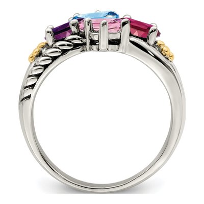 Sterling Silver & 14K Gold 4-Stone Mother's Ring Mounting – view 3