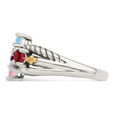 Sterling Silver & 14K Gold 4-Stone Mother's Ring Mounting – view 4