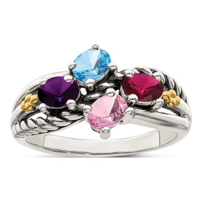 Sterling Silver & 14K Gold Mother's Ring – view 2
