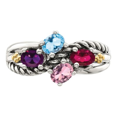 Sterling Silver & 14K Gold Mother's Ring – view 4