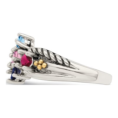Sterling Silver & 14K Gold 5-Stone Mother's Ring Mounting – view 4