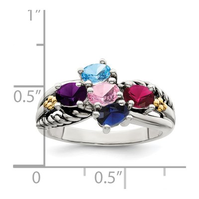 Sterling Silver & 14K Gold 5-Stone Mother's Ring Mounting – view 6