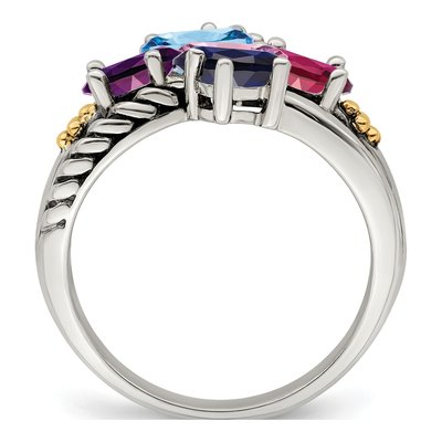 Sterling Silver & 14K Gold 5-Stone Mother's Ring – view 3