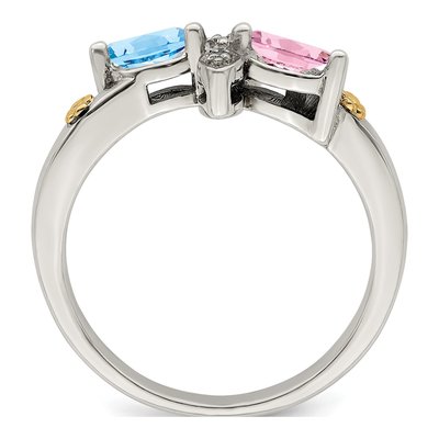 Sterling Silver & 14K Gold Diamond Mother's Ring Semi-Mount – view 3
