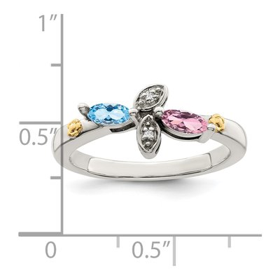 Sterling Silver & 14K Gold Diamond Mother's Ring Semi-Mount – view 7