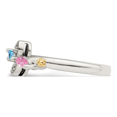 Sterling Silver & 14K Gold Diamond Personalized Mother's Ring – view 4