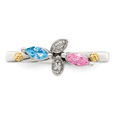 Sterling Silver & 14K Gold Diamond Personalized Mother's Ring – view 5