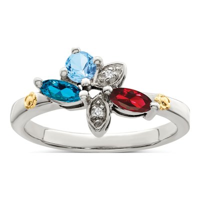 Sterling Silver & 14K Gold Diamond Mother's Ring Semi-Mount – view 2