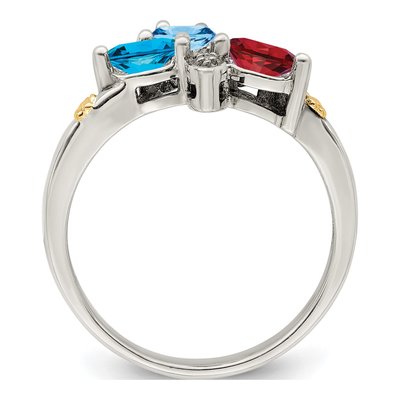 Sterling Silver & 14K Gold Diamond Mother's Ring Semi-Mount – view 3