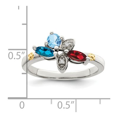 Sterling Silver & 14K Gold Diamond Mother's Ring Semi-Mount – view 7