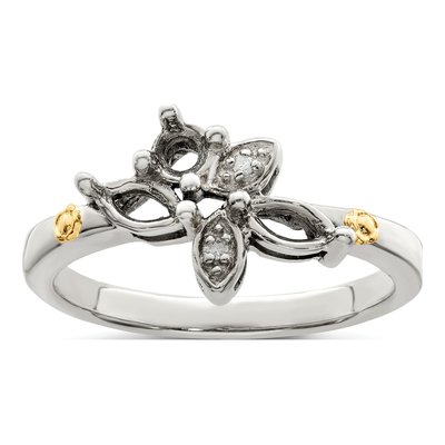 Sterling Silver & 14K Gold Diamond Mother's Ring Semi-Mount – view 8