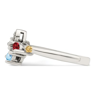 Sterling Silver & 14K Gold Diamond 3-Stone Mother's Ring – view 3