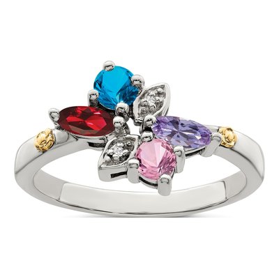 Sterling Silver & 14K Gold Diamond Mother's Ring Semi-Mount – view 2