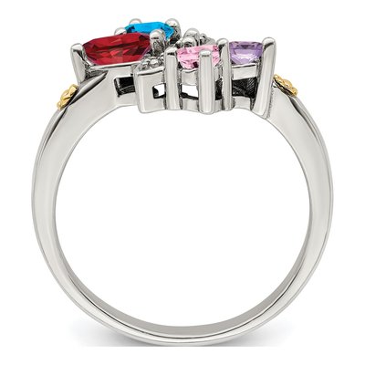 Sterling Silver & 14K Gold Diamond Mother's Ring – view 3