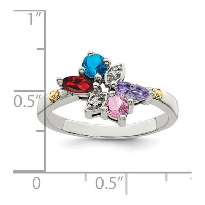 Sterling Silver & 14K Gold Diamond Mother's Ring – view 6