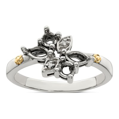 Sterling Silver & 14K Gold Diamond Mother's Ring – view 8