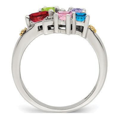 Sterling Silver & 14K Gold Diamond Mother's Ring Semi-Mount – view 3