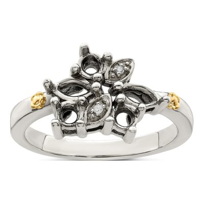 Sterling Silver & 14K Gold Diamond Mother's Ring Semi-Mount – view 8