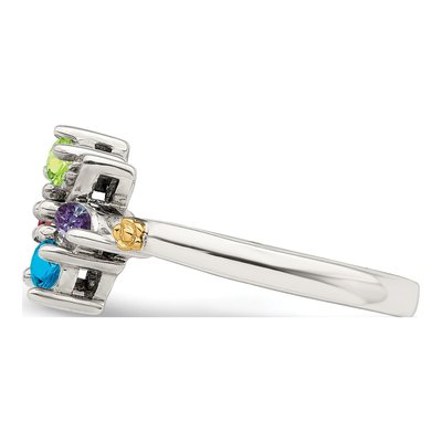 Sterling Silver & 14K Gold Diamond Mother's Ring – view 4