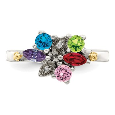 Sterling Silver & 14K Gold Diamond Mother's Ring – view 5