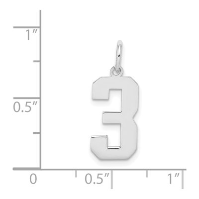 Sterling Silver Number 3 Charm – view 3