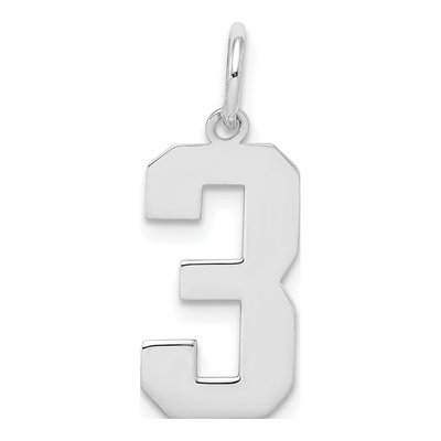 Sterling Silver Number 3 Charm