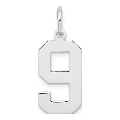 Sterling Silver Number 9 Pendant