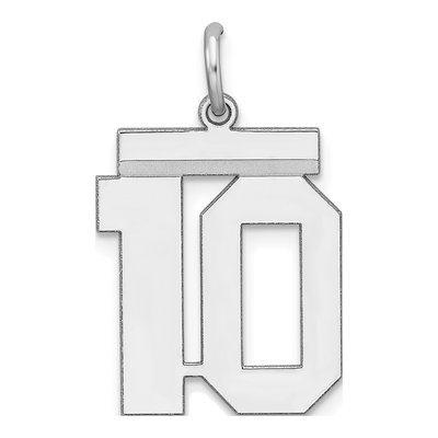 Sterling Silver Number 10 Charm