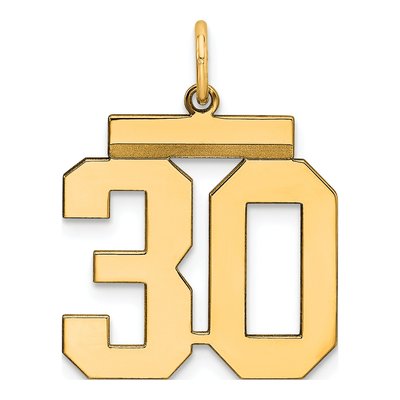 Gold-Plated Sterling Silver Number 30 Charm