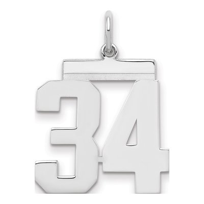 Sterling Silver Number 34 Charm