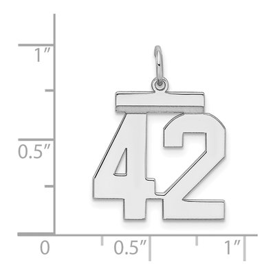 Sterling Silver Number 42 Charm | Rhodium-Plated – view 4