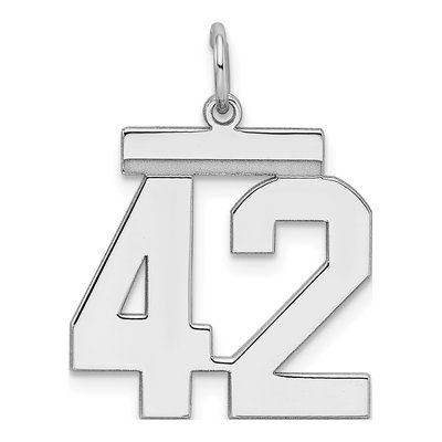 Sterling Silver Number 42 Charm | Rhodium-Plated