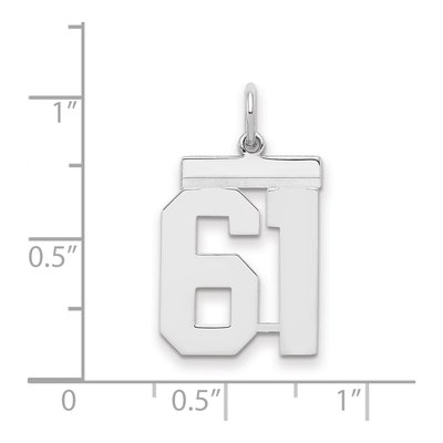 Sterling Silver Number 61 Charm – view 2