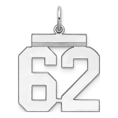 Sterling Silver Number 62 Charm