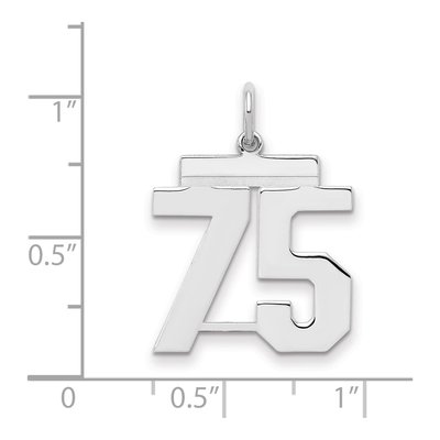 Sterling Silver Number 75 Charm – view 2