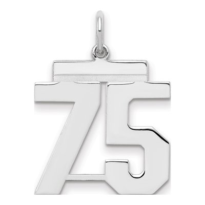 Sterling Silver Number 75 Charm