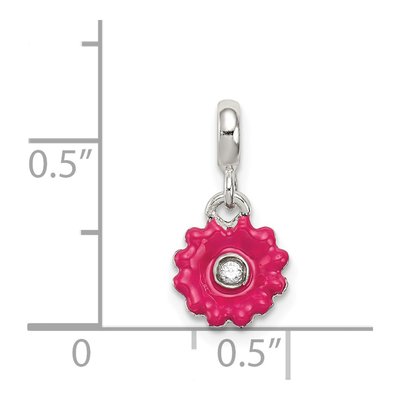 Sterling Silver CZ Hot Enamel Flower Pendant – view 3