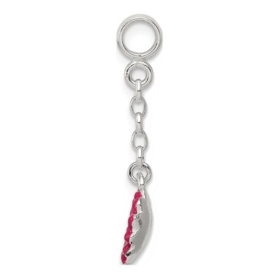Sterling Silver CZ Enamel Flower Dangle Enhancer Pendant – view 2