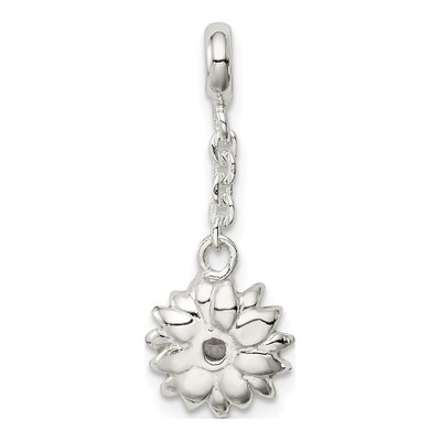 Sterling Silver CZ Enamel Flower Dangle Pendant – view 4