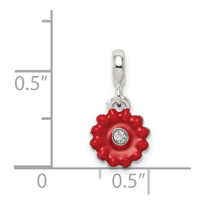 Sterling Silver CZ Enamel Flower Pendant – view 3