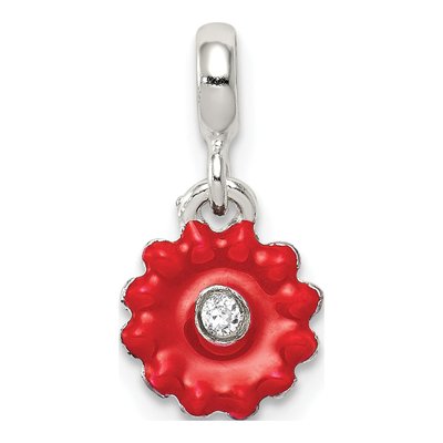 Sterling Silver CZ Enamel Flower Pendant
