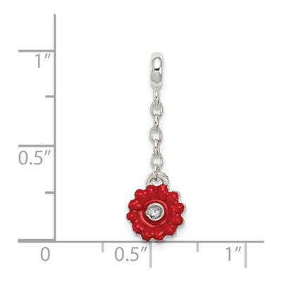 Sterling Silver CZ Enamel Flower Dangle Enhancer Pendant – view 3