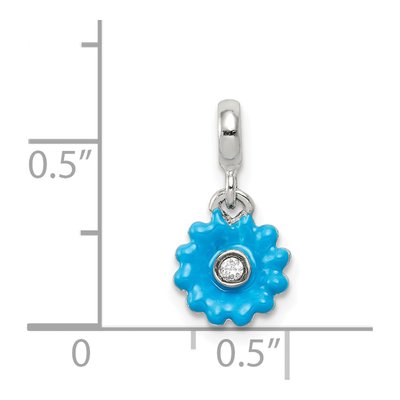 Sterling Silver CZ Enamel Flower Enhancer Pendant – view 3