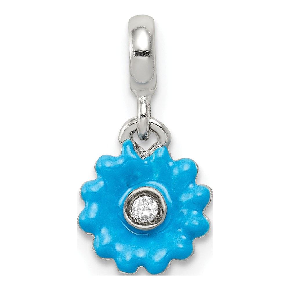 Sterling Silver CZ Enamel Flower Enhancer Pendant