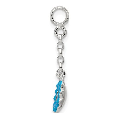 Sterling Silver CZ Enamel Flower Dangle Enhancer Pendant – view 2