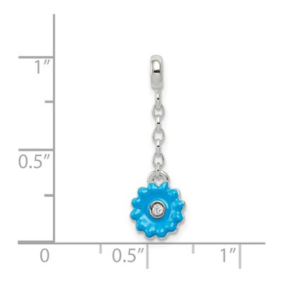 Sterling Silver CZ Enamel Flower Dangle Enhancer Pendant – view 3